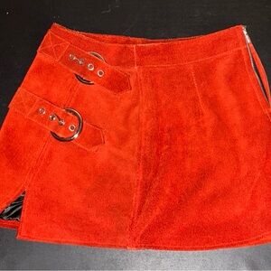Free People Understated Suede Mini Skirt  buckles burnt orange western